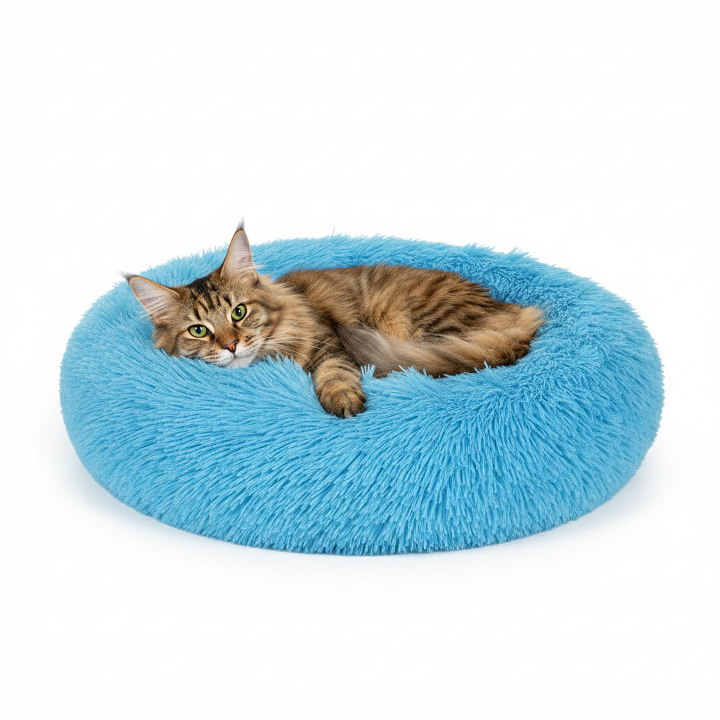 Cama Donut para Perros y Gatos Turquesa: Confort y Calidez para Tu Mascota
