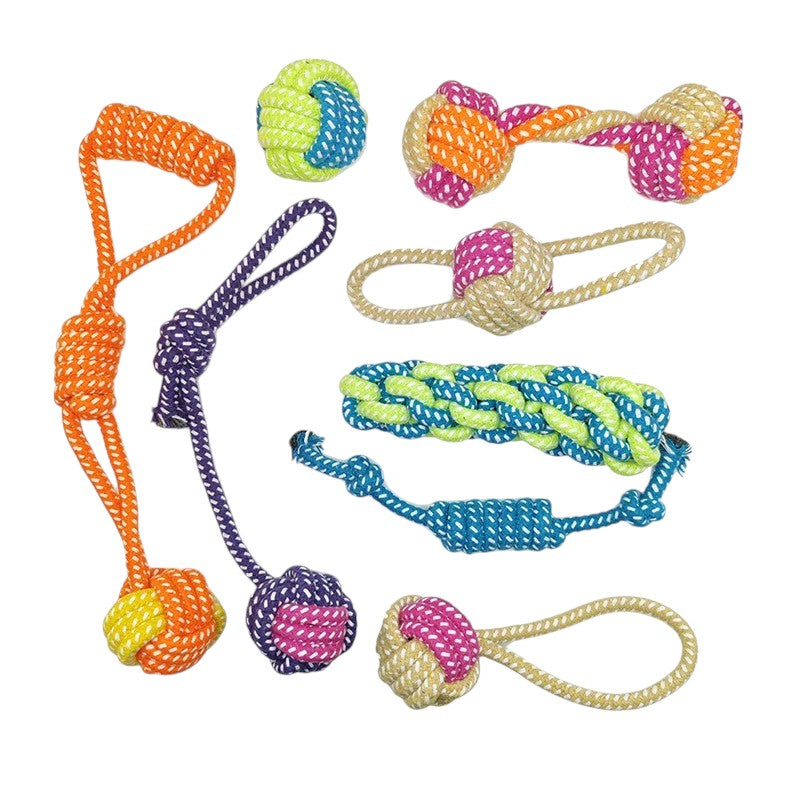 Pack de 8 Juguetes de Cuerda de Algodón para Perros – Diversión y Salud Dental
