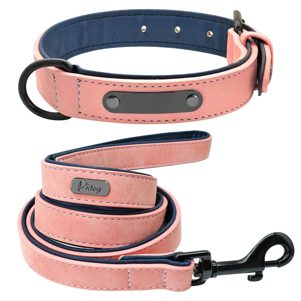 Set Rosa de Collar y Correa de Cuero para Perros – Máximo Estilo