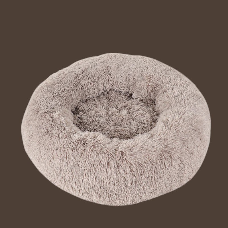 Cama Donut para Perros y Gatos de Felpa Beige