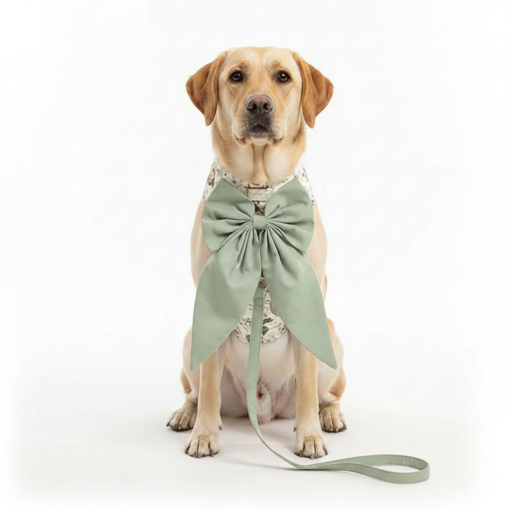 Arnés Floral para Perros con Moño