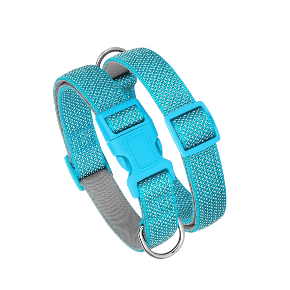 Collar Reflectante de Nylon Azul para Perros– Seguridad y Comodidad