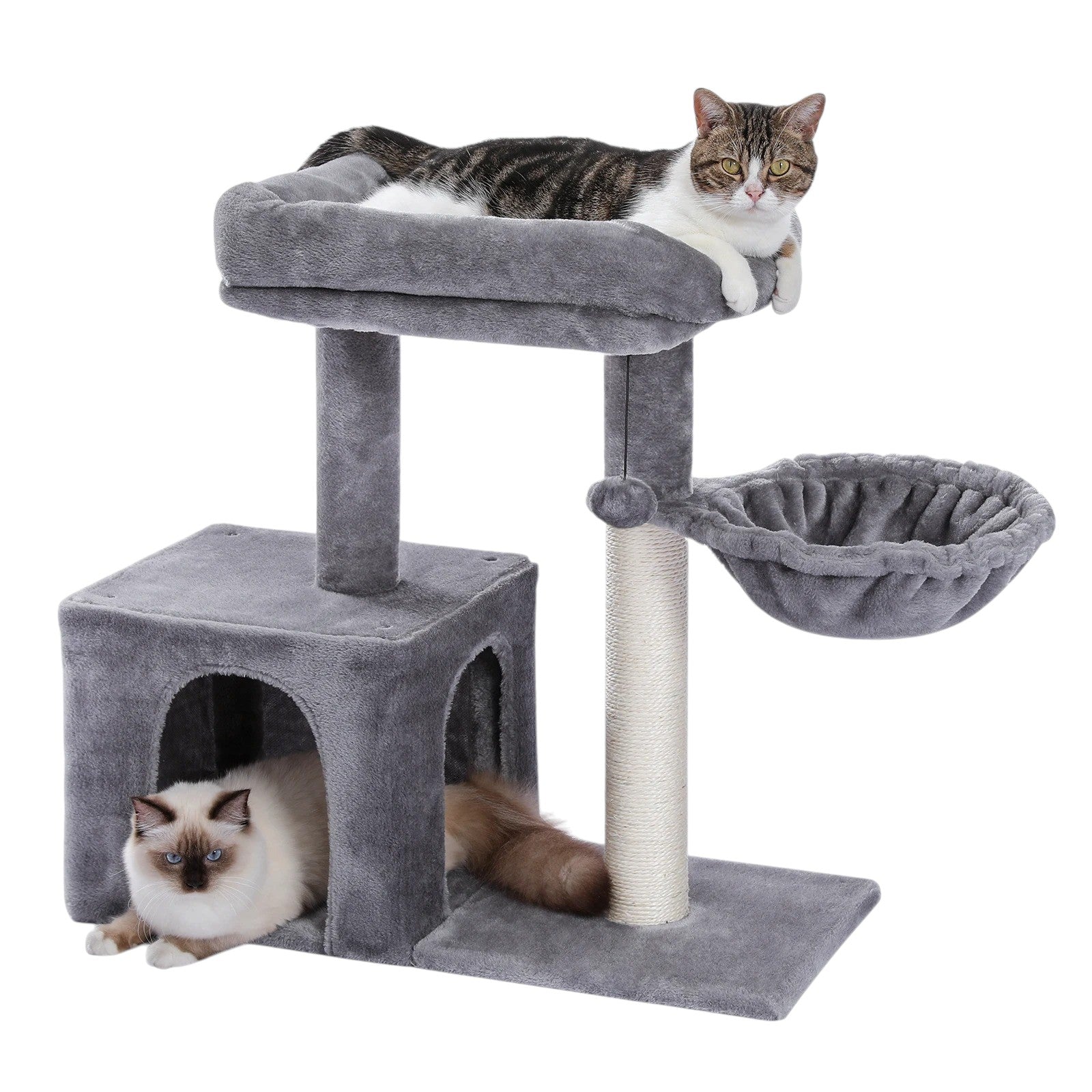 Rascador para Gato 3 Niveles de Gris con Hamaca