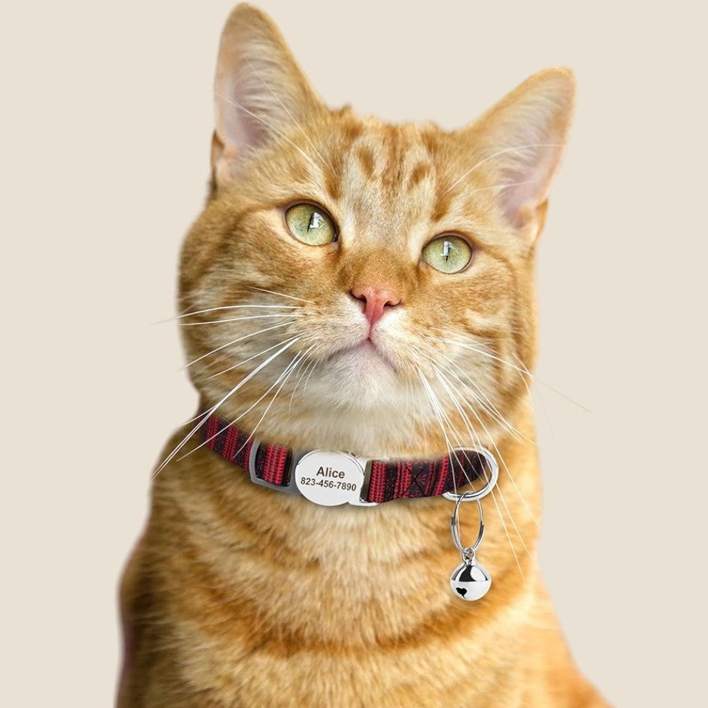 Collar para Perros y Gatos con Cascabel de Rayas Rojo