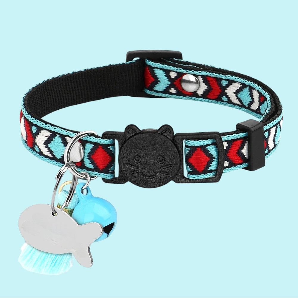 Collar Rojo Ajustable para Gatos y Perros Pequeños con Bordado
