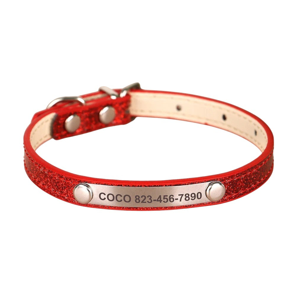 Collar Brilloso para Gatos y Perros Rojo