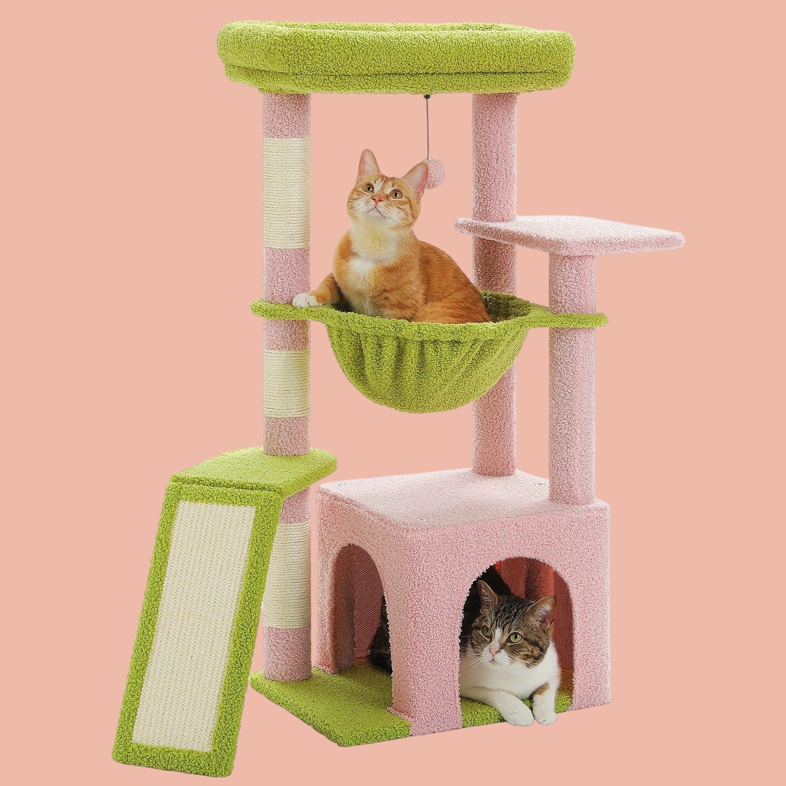 Árbol para Gatos Compacto y Divertido Rosa