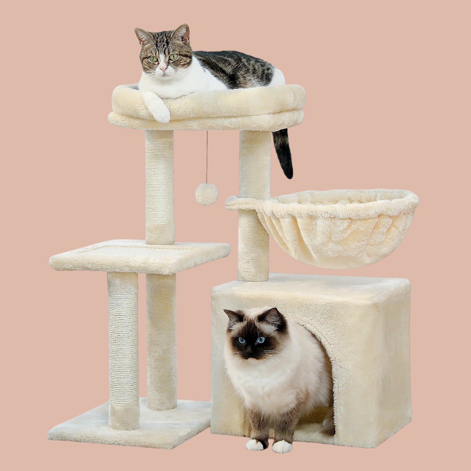 Árbol para Gatos Blanco con Hamaca