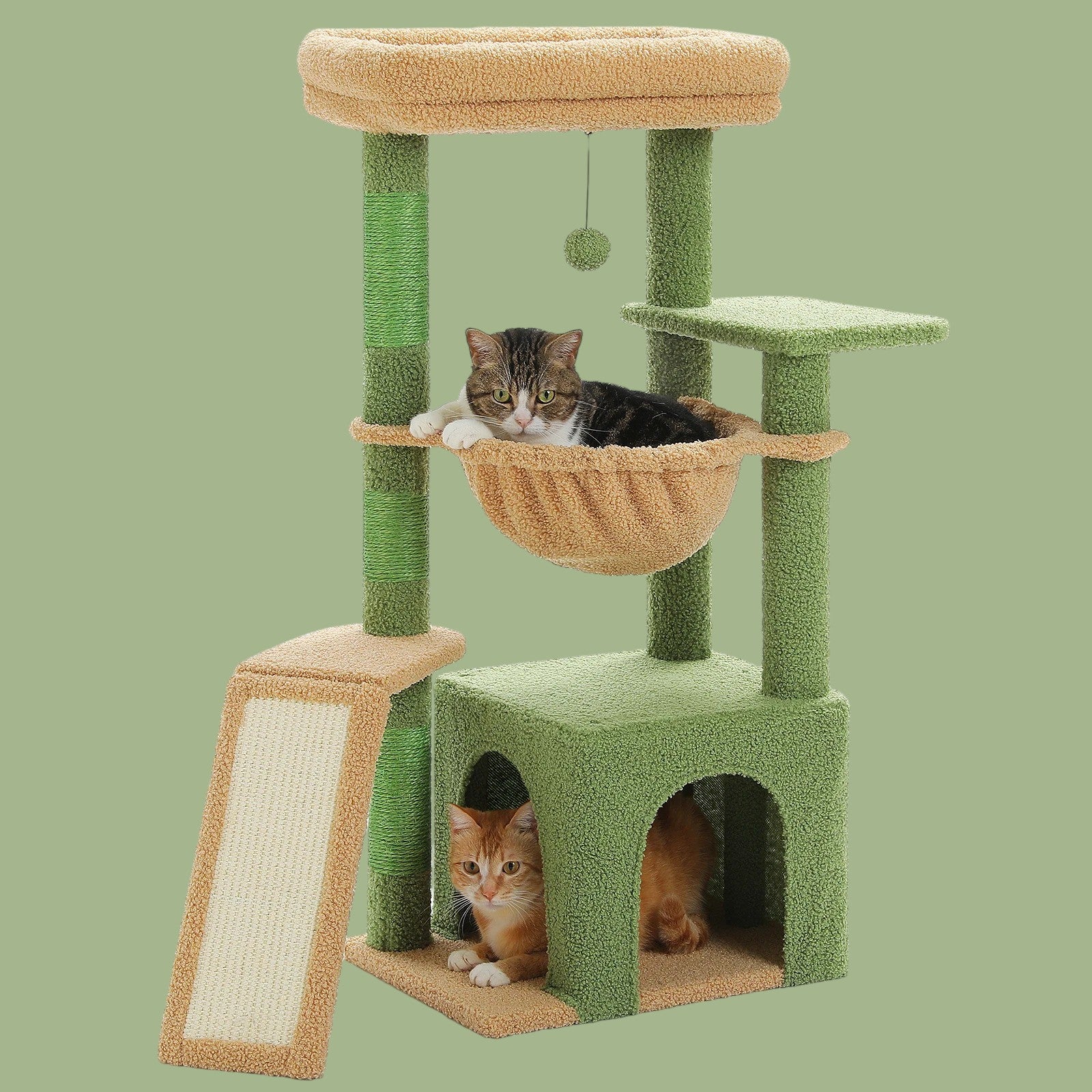 Árbol para Gatos Compacto y Divertido Verde