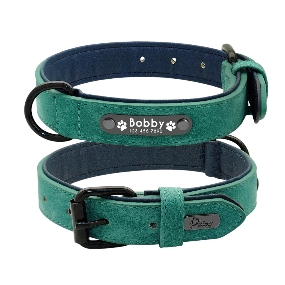 Collar de Cuero Acolchado para Perros – Confort y para cualquier raza