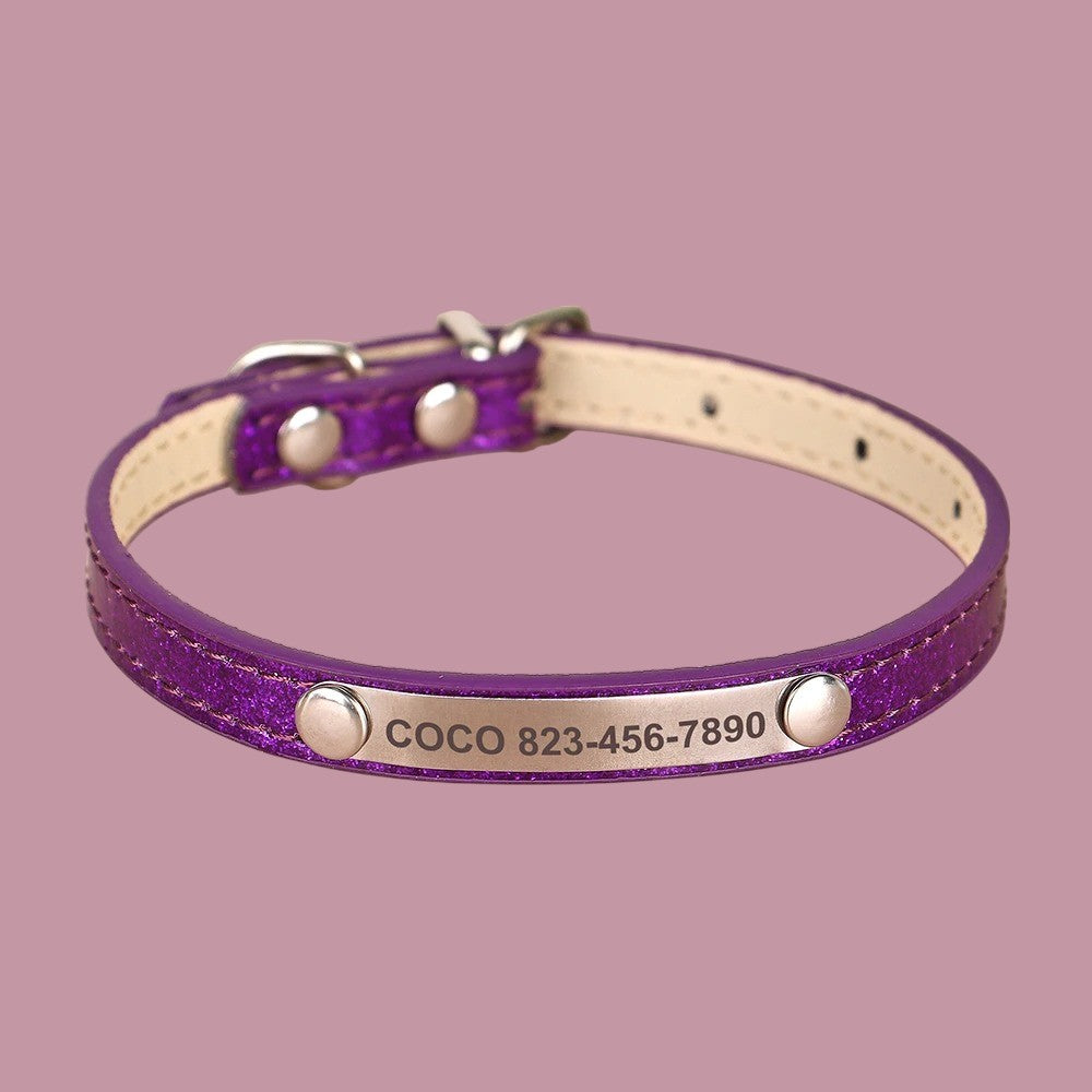 Collar Brilloso para Gatos y Perros Lila