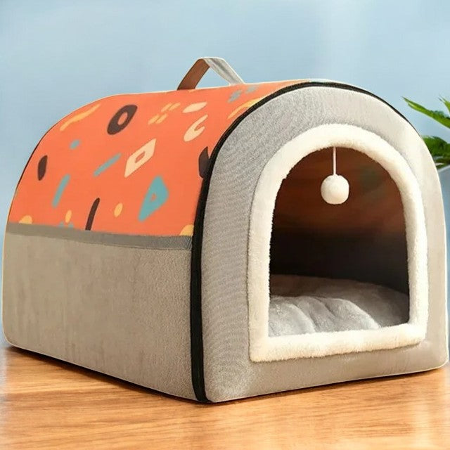 Cama Nido Cálida para Perros y Gatos Beige