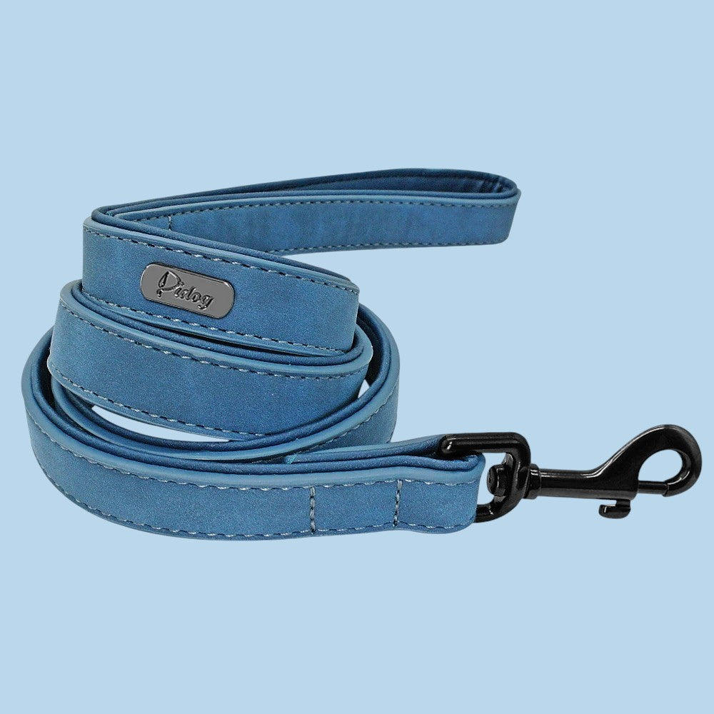 Correa de Cuero Premium para Perros Pequeños y Medianos Azul