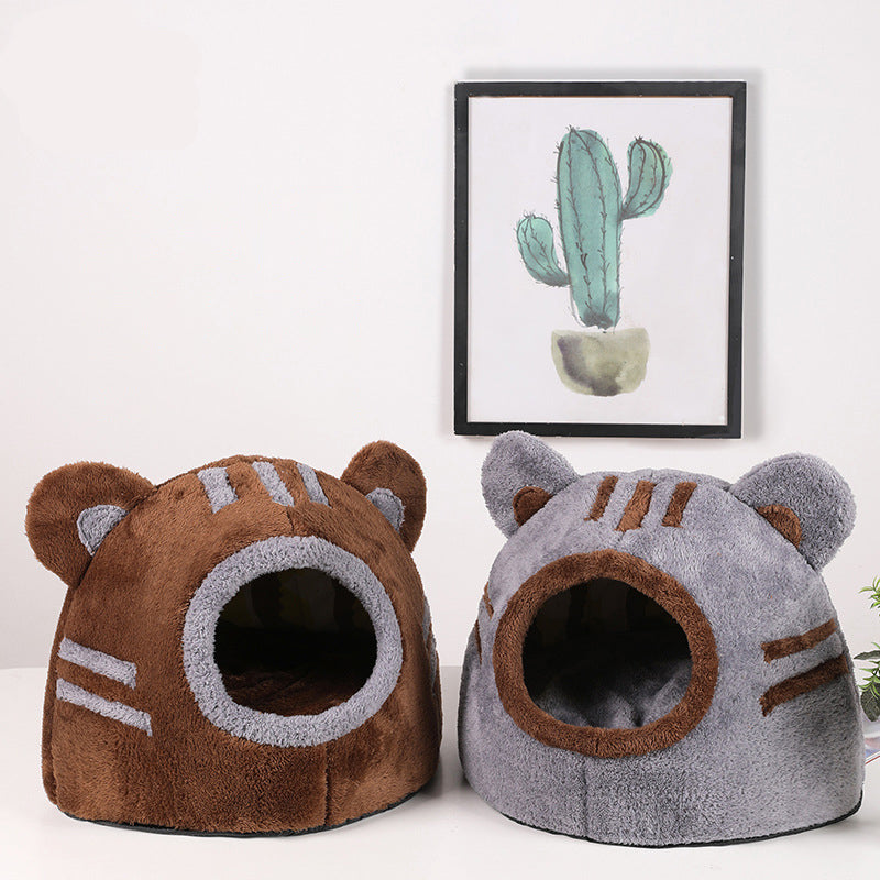 Nido Cálido con Forma de Cabeza de Oso para Gatos - portada
