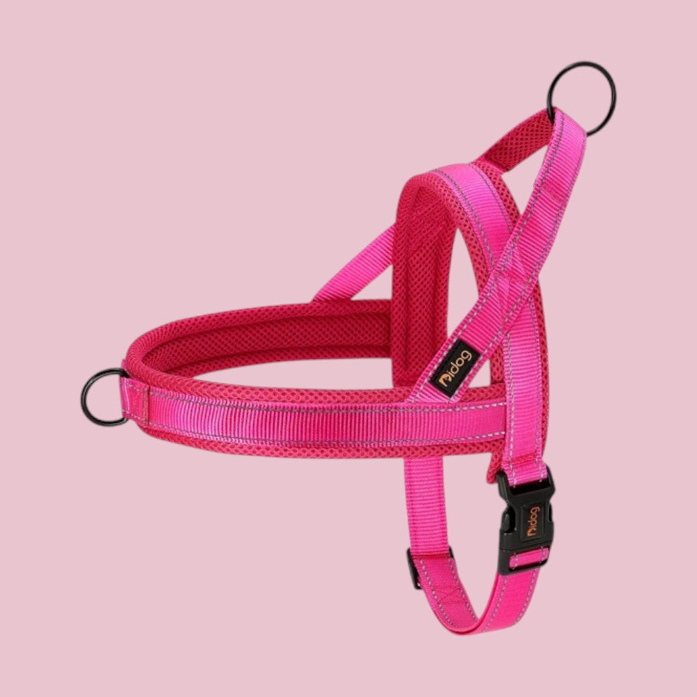 Arnés Antitirones de Nylon Reflectante para Perros Color Rosa