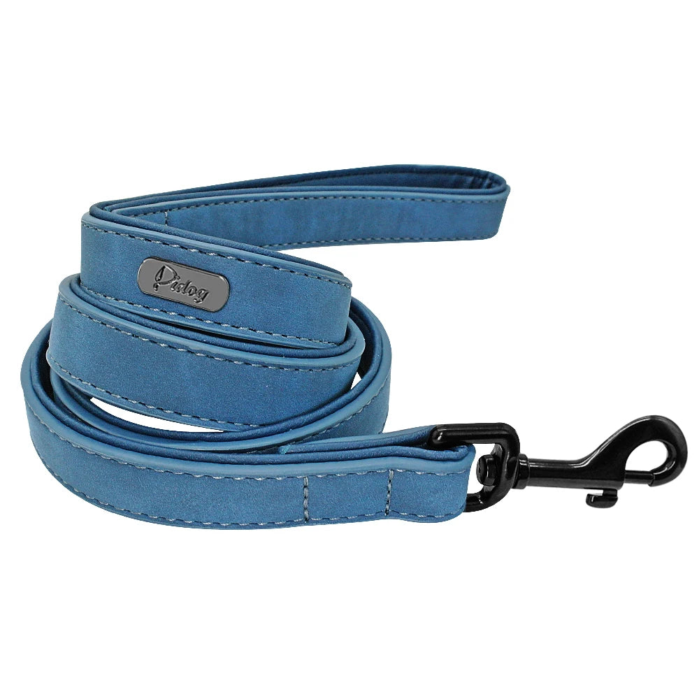 Correa de Cuero Premium para Perros Pequeños y Medianos Azul