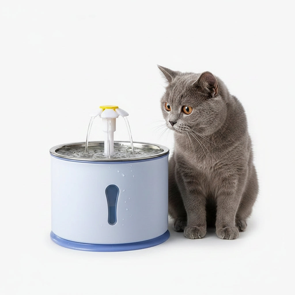 Fuente de Agua para Gatos Azul Acero Inoxidable con Filtro Duradero