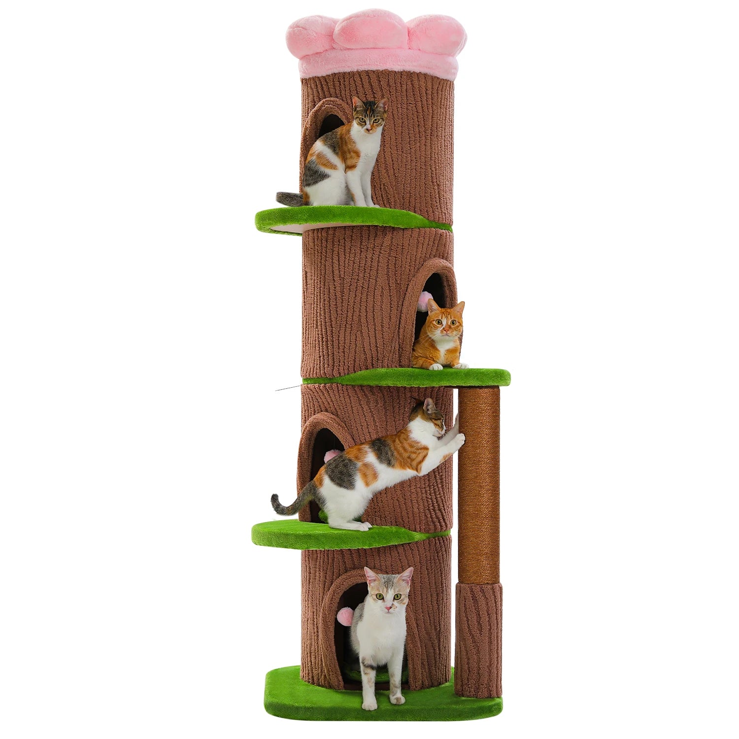 Torre Rascador para Gatos 174cm con 4 Condominios y Cama Flor