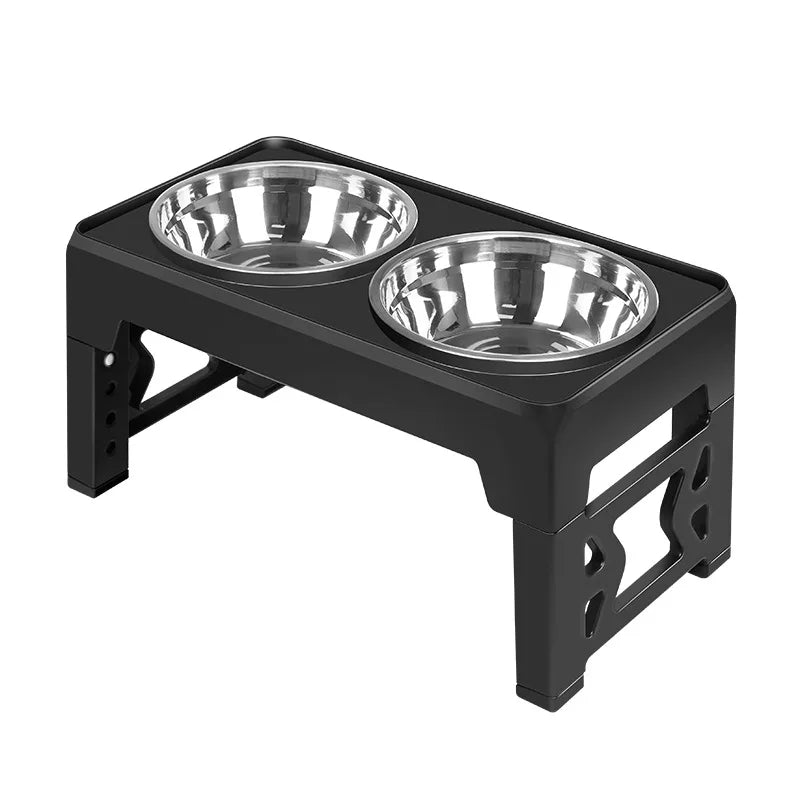 Comedero Doble Elevado Ajustable de Acero Inoxidable para Perros