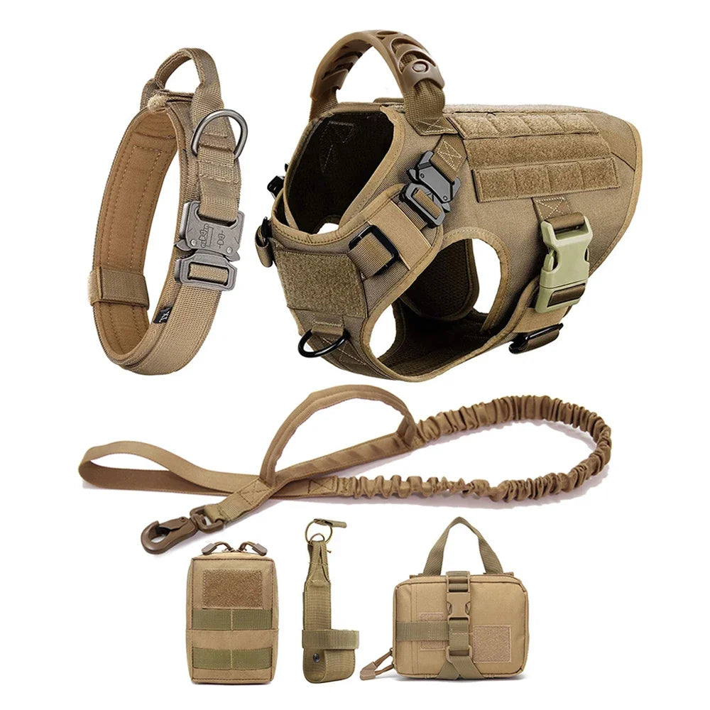 Set de Arnés Táctico con Collar y Correa para Perros Grandes