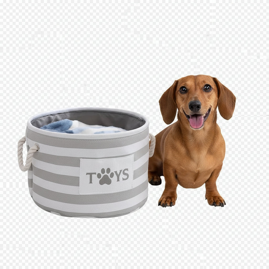 Panier rond à rayures pour jouets de chien