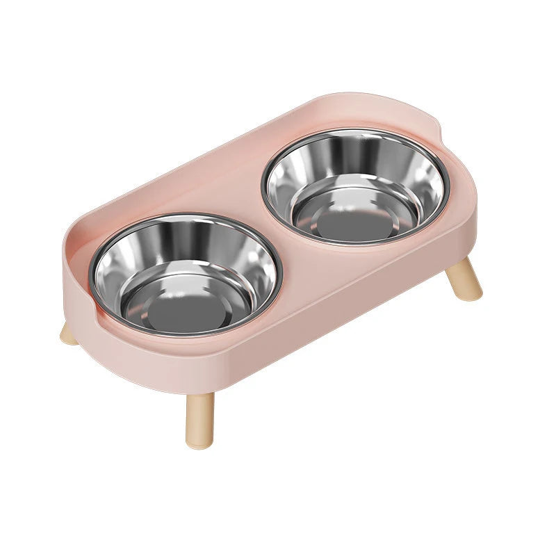 Comedero Doble de Acero Inoxidable para Perros y Gatos
