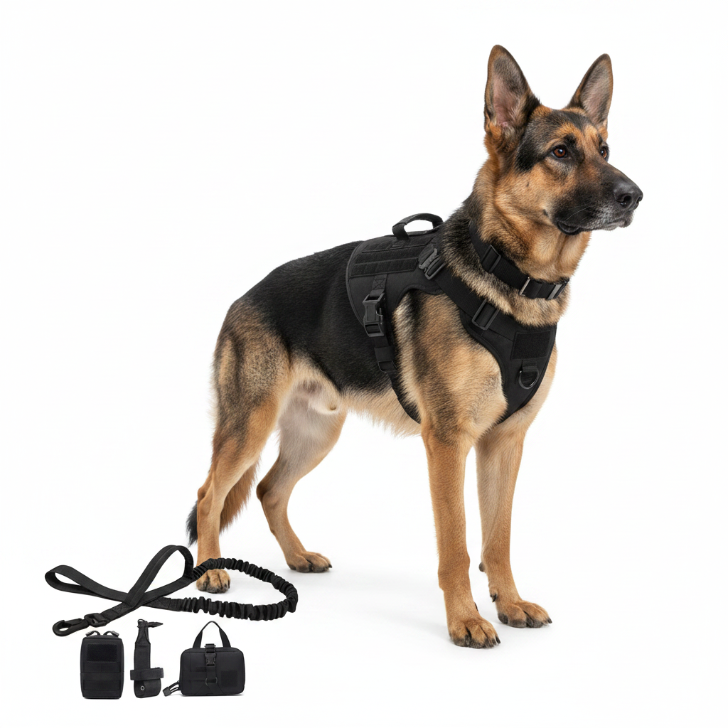 Set de Arnés Táctico con Collar y Correa para Perros Grandes