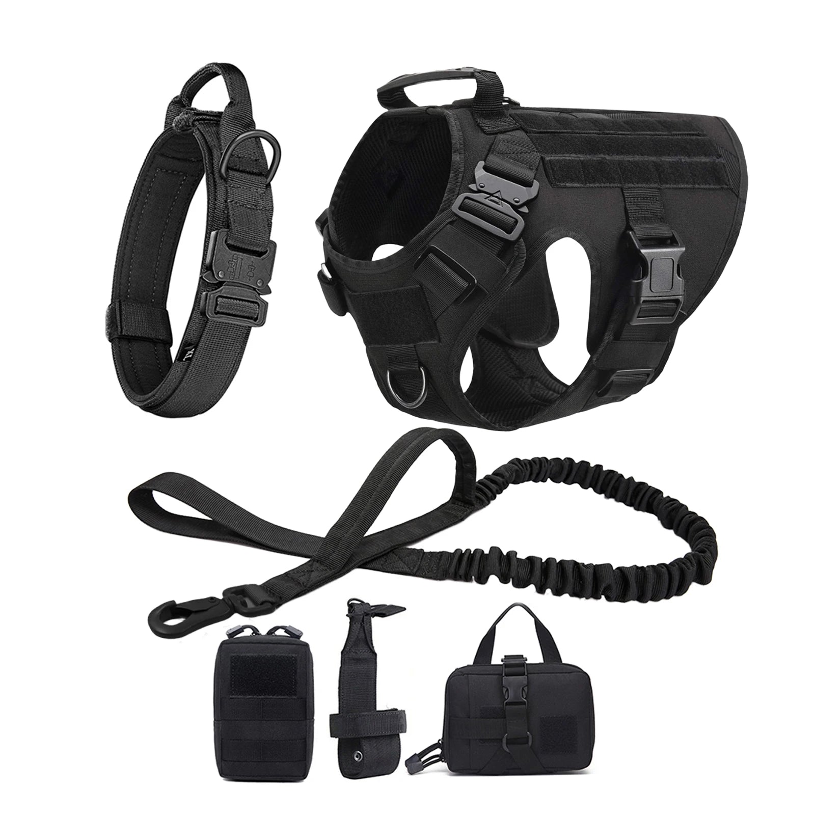 Set de Arnés Táctico con Collar y Correa para Perros Grandes