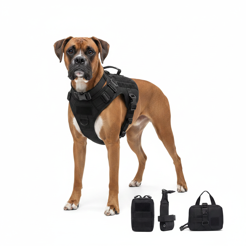 Set de Arnés Táctico con Collar y Correa para Perros Grandes