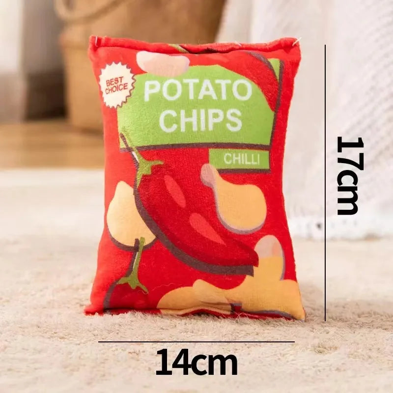 Pet Sound Paper Toy Potato Chips Simulation Fruit Bite Resistant Machine Wash Plush Toy For Cats And Dogs Grinding Teeth