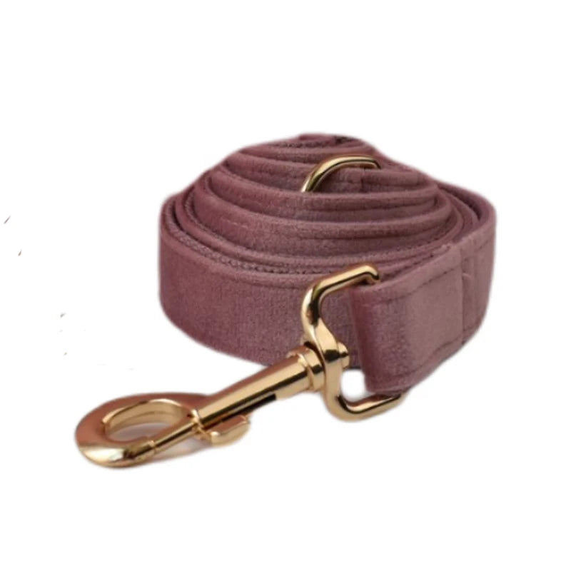 Set de Collar y Correa de Terciopelo Lila Personalizable