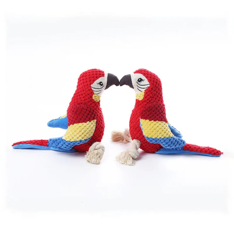 Peluche parrot interactivo con cuerda – ¡Diversión, limpieza y confort para tu perro!