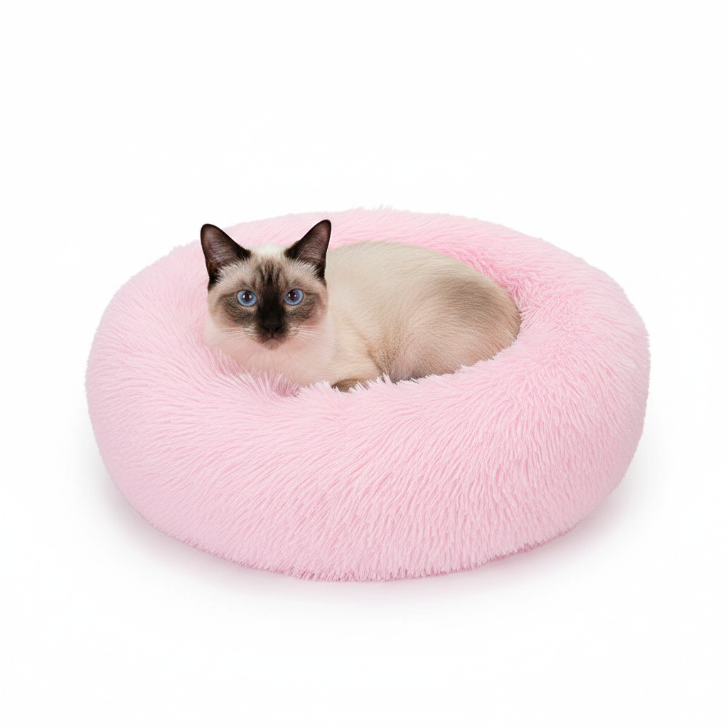 Cama Donut Suave y Acogedora para Perros y Gatos Rosa