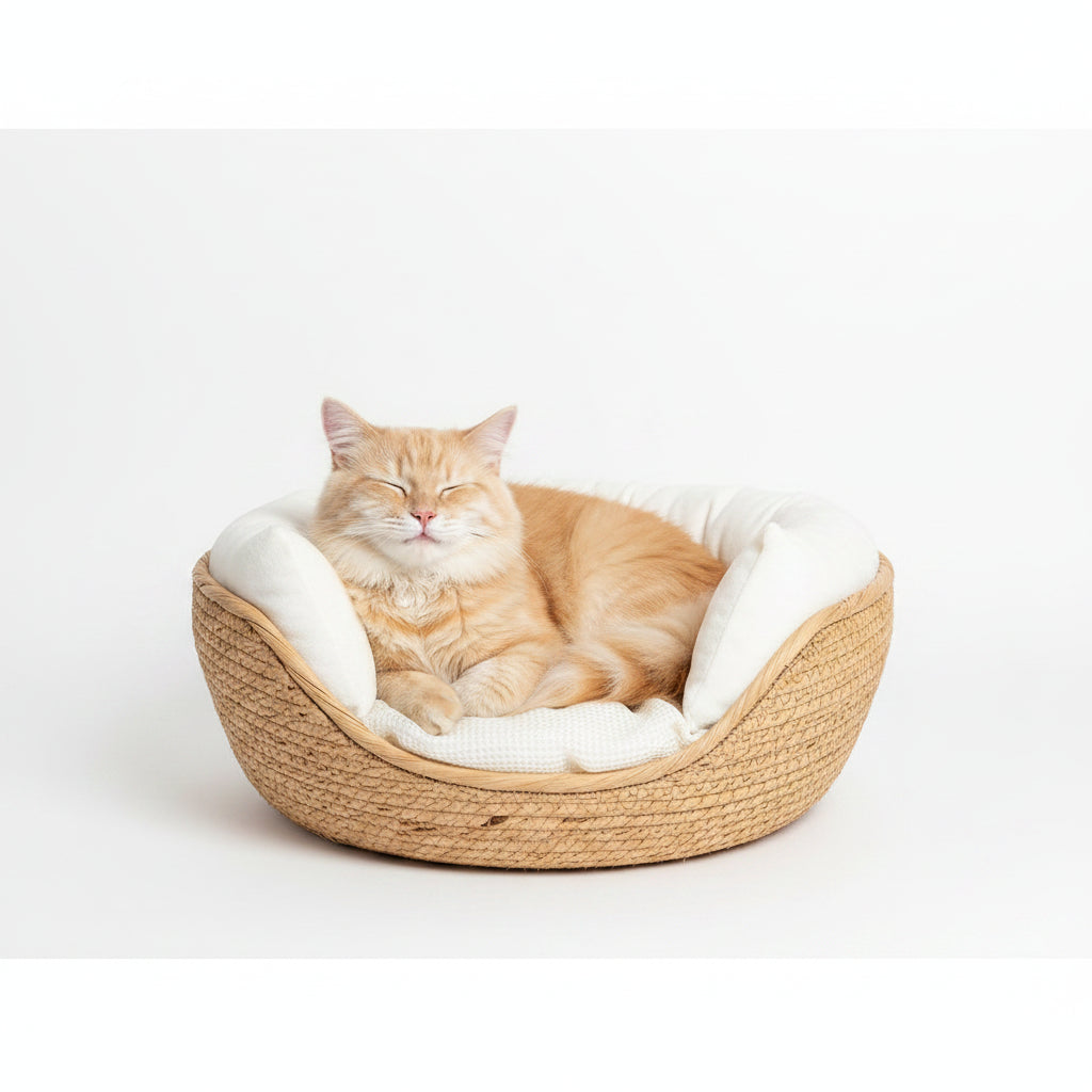 Cesta Tejida a Mano para Gatos, Cómoda y Natural