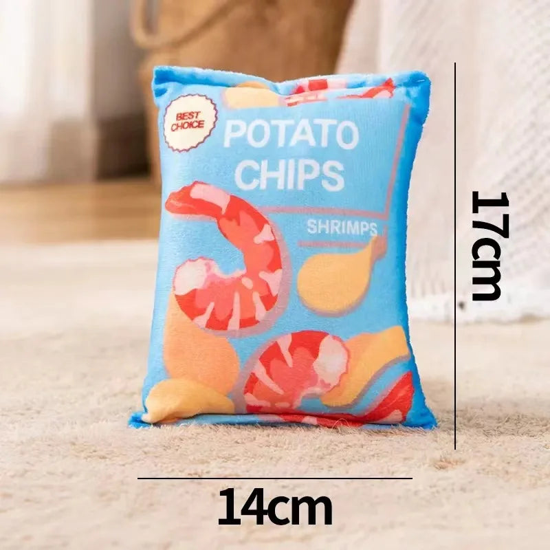 Pet Sound Paper Toy Potato Chips Simulation Fruit Bite Resistant Machine Wash Plush Toy For Cats And Dogs Grinding Teeth