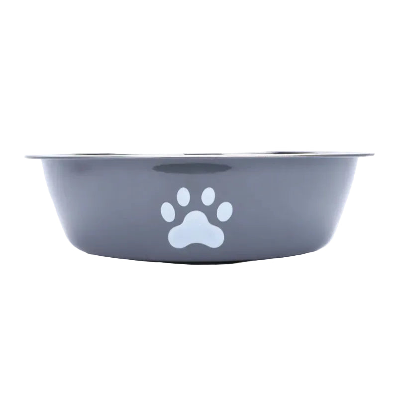 Comedero de Acero con Huellitas para Perros y Gatos