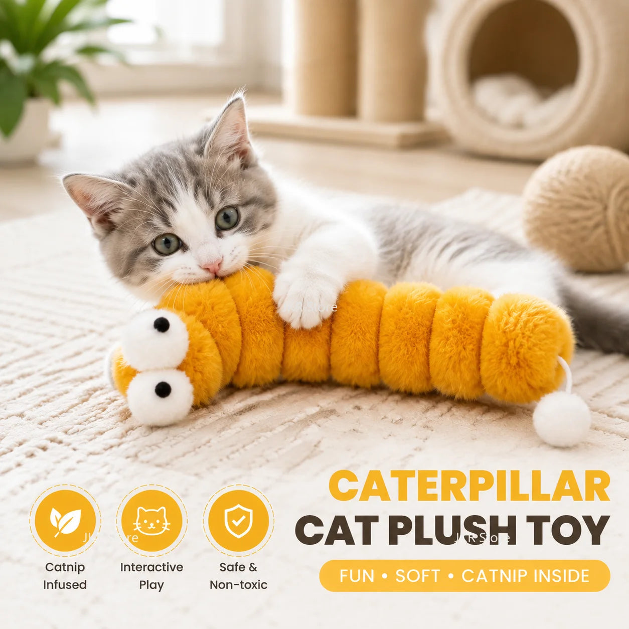 Juguete Oruga de Peluche con Catnip para Gatos