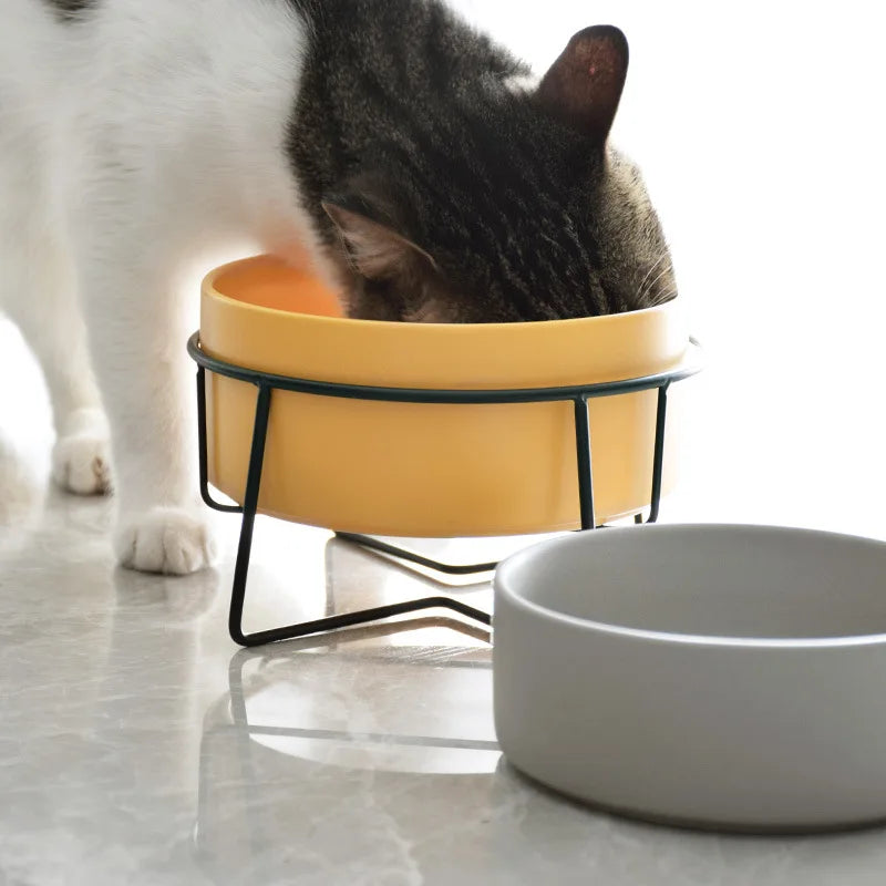 Comedero Doble de Cerámica para Gatos y Perros Pequeños