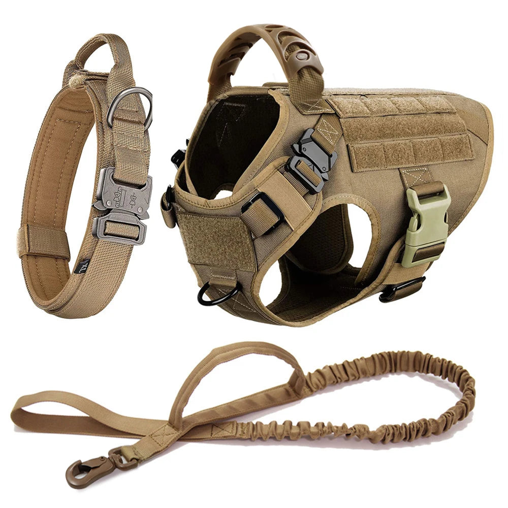 Set de Arnés Táctico con Collar y Correa para Perros Grandes