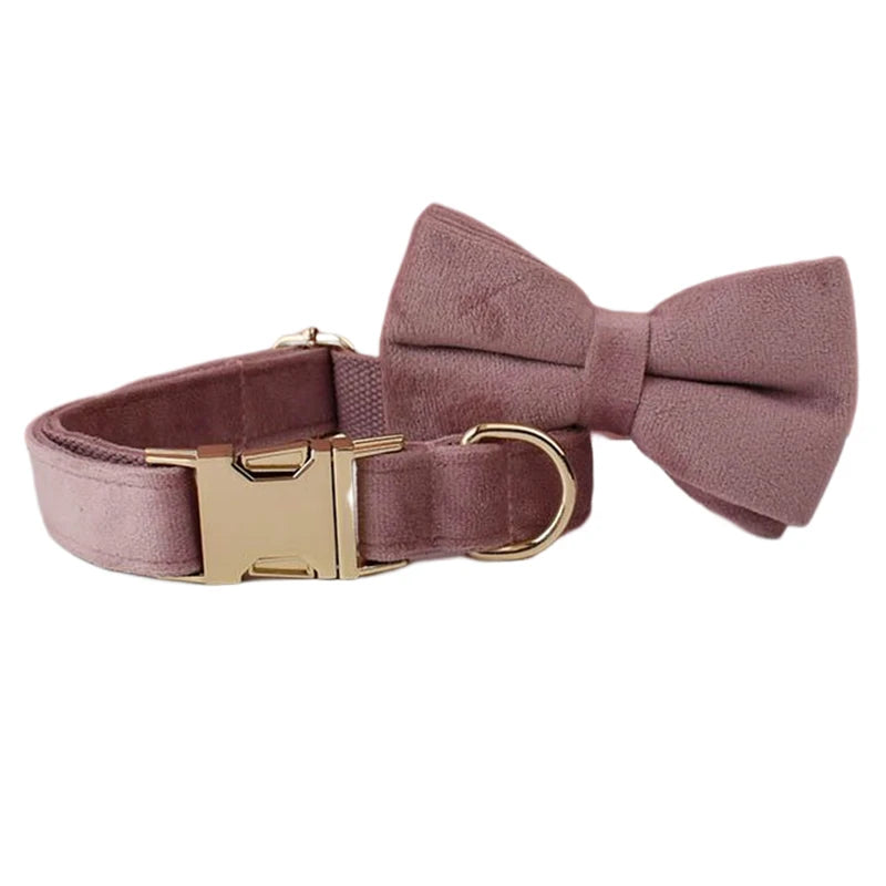 Set de Collar y Correa de Terciopelo Lila Personalizable