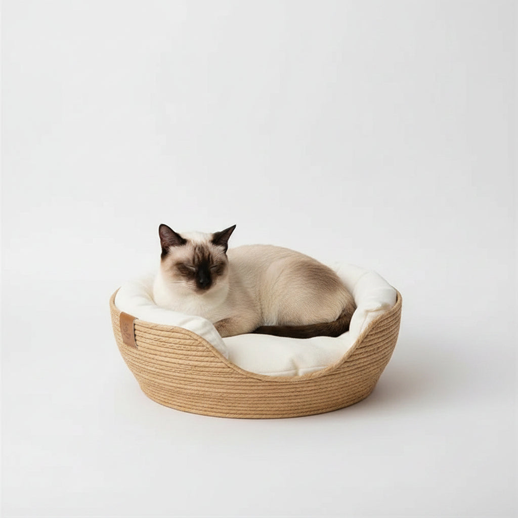 Cesta Tejida a Mano para Gatos, Cómoda y Natural