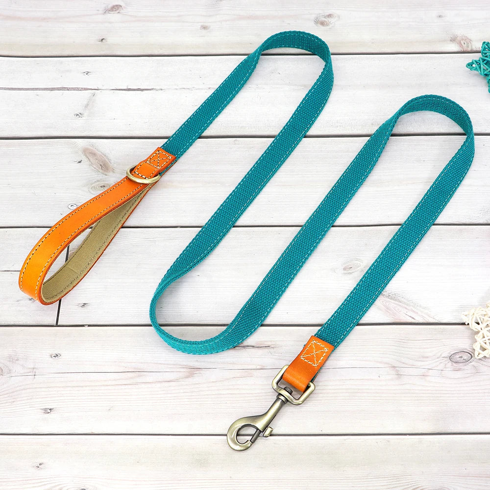 Correa de Cuero y Nylon para Perros de 150 cm | Paseos Seguros y Resistentes
