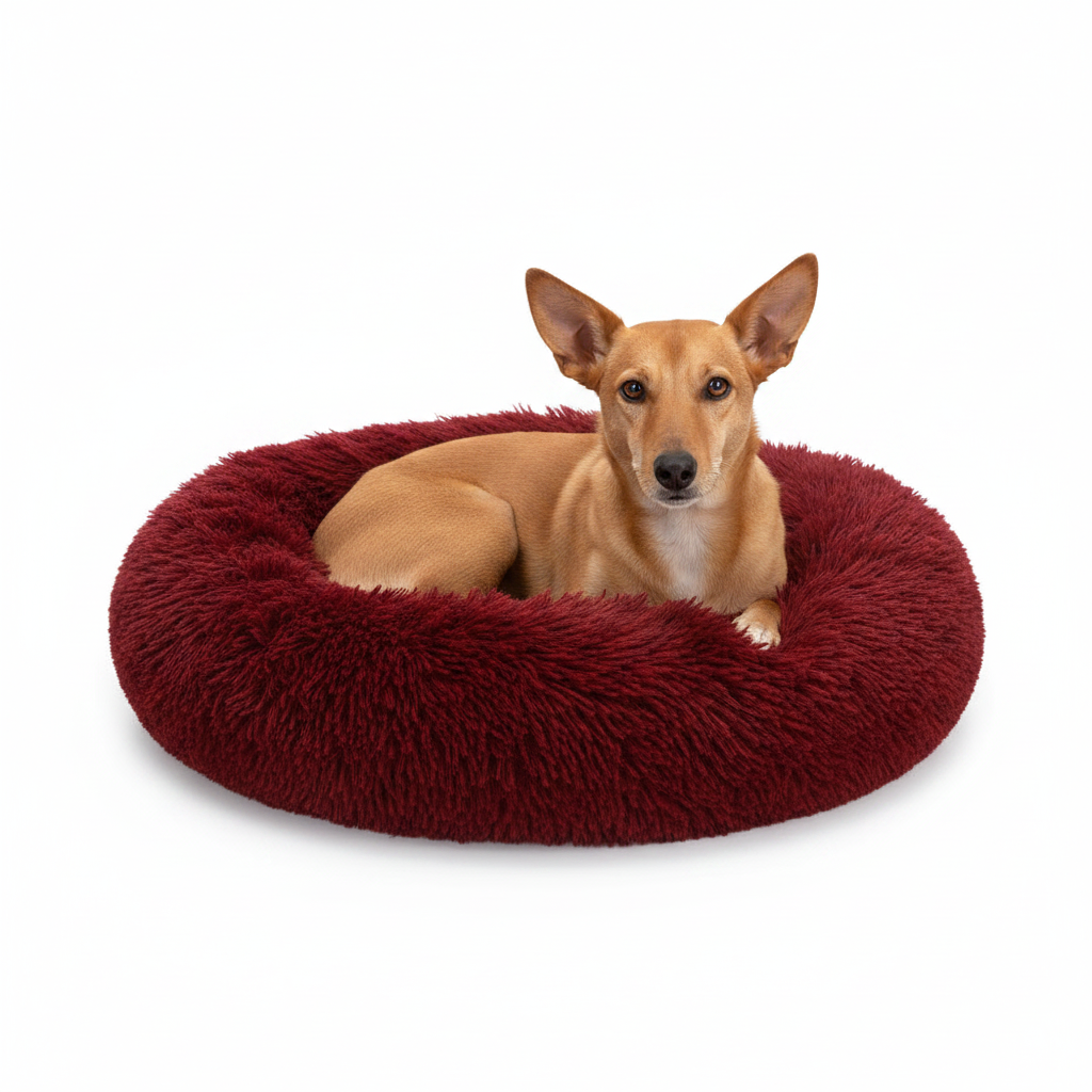 Cama Donut para Perros y Gatos Rojizo: Calidez para tu Mejor Amigo