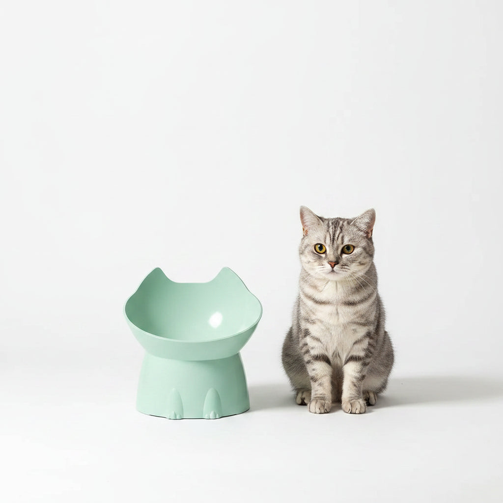 Comedero Elevado para Gatos Antivuelco – Protector del Cuello