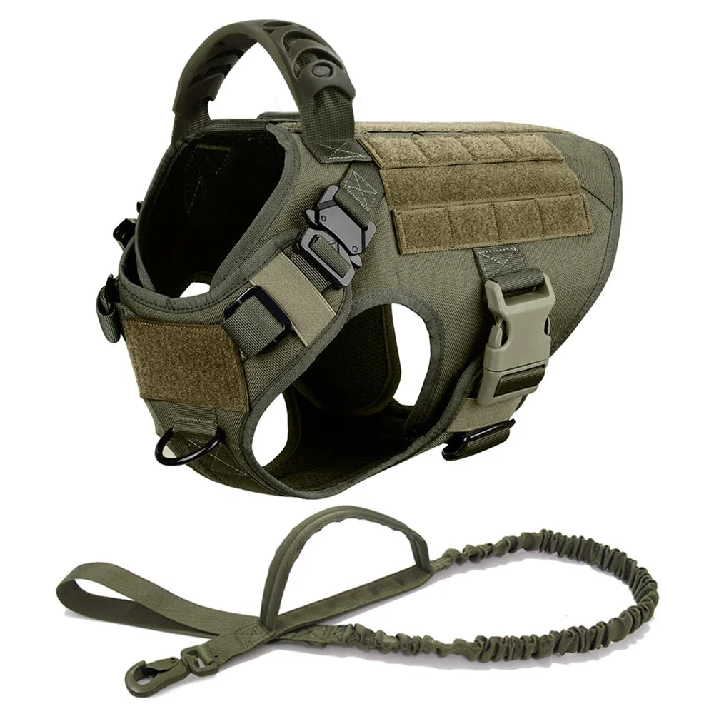 Set de Arnés Táctico con Collar y Correa para Perros Grandes