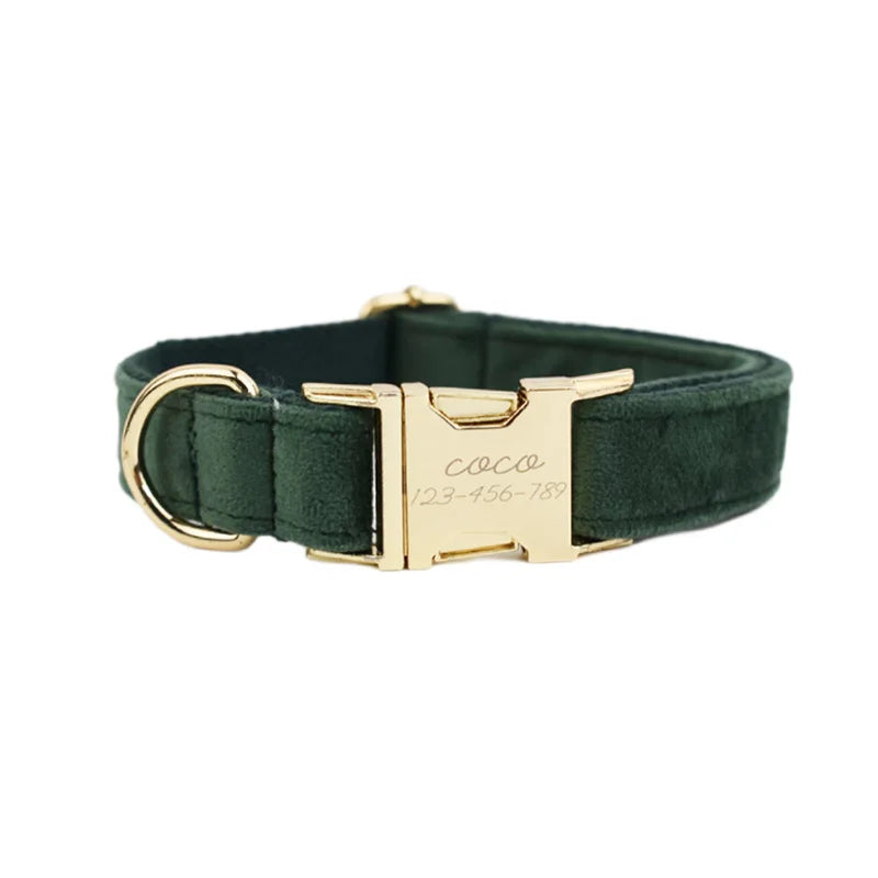 Set de Collar, Arnés y Correa de Terciopelo Personalizable