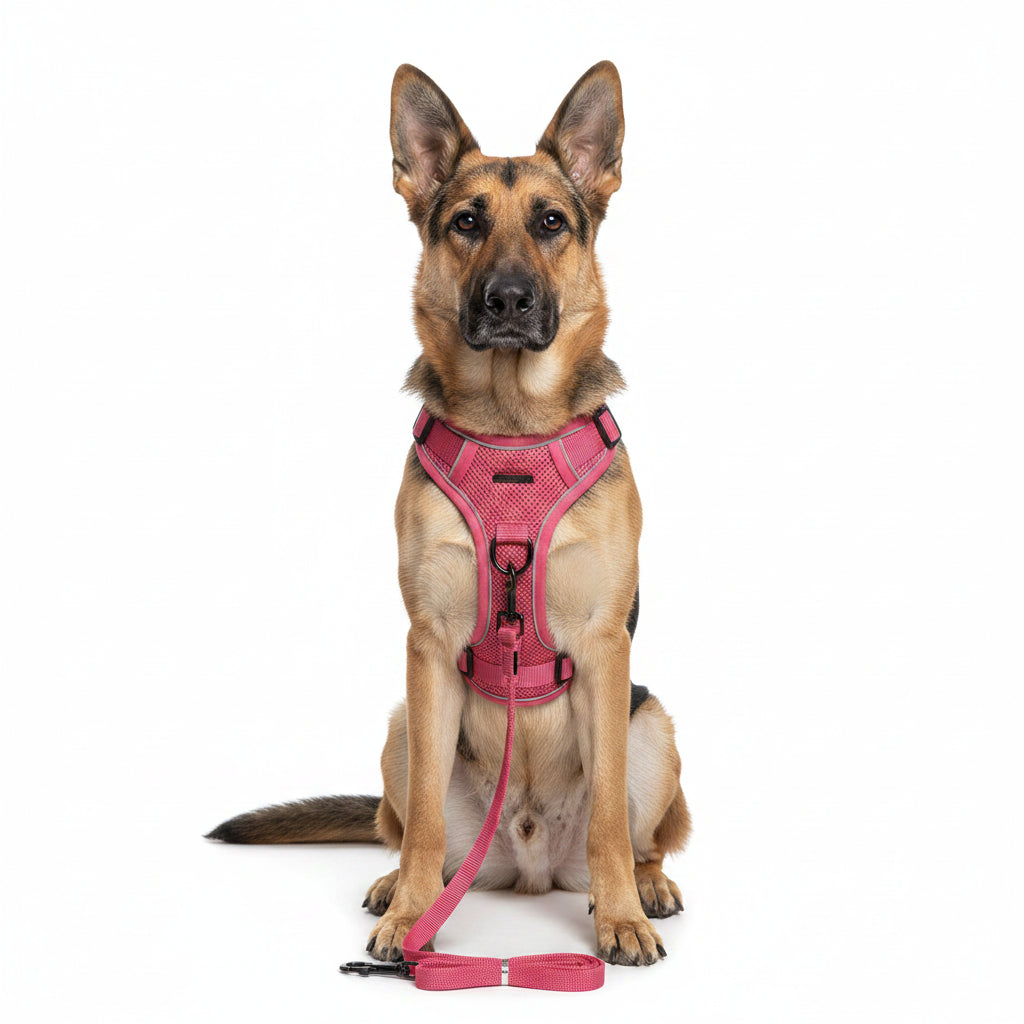 Adjustable Cat & Dog Harness with Lead – Rose Red