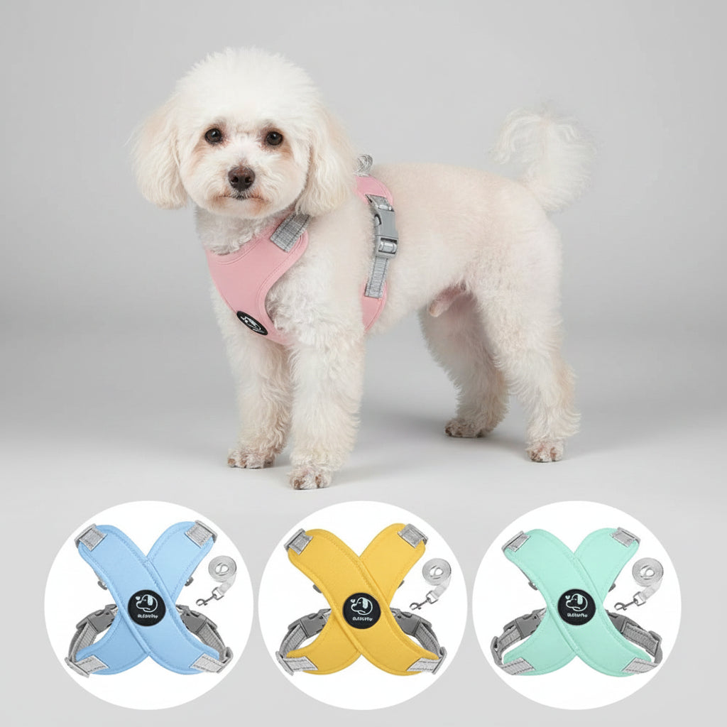 Set de Arnés Reflectante y Correa para Perros y Gatos
