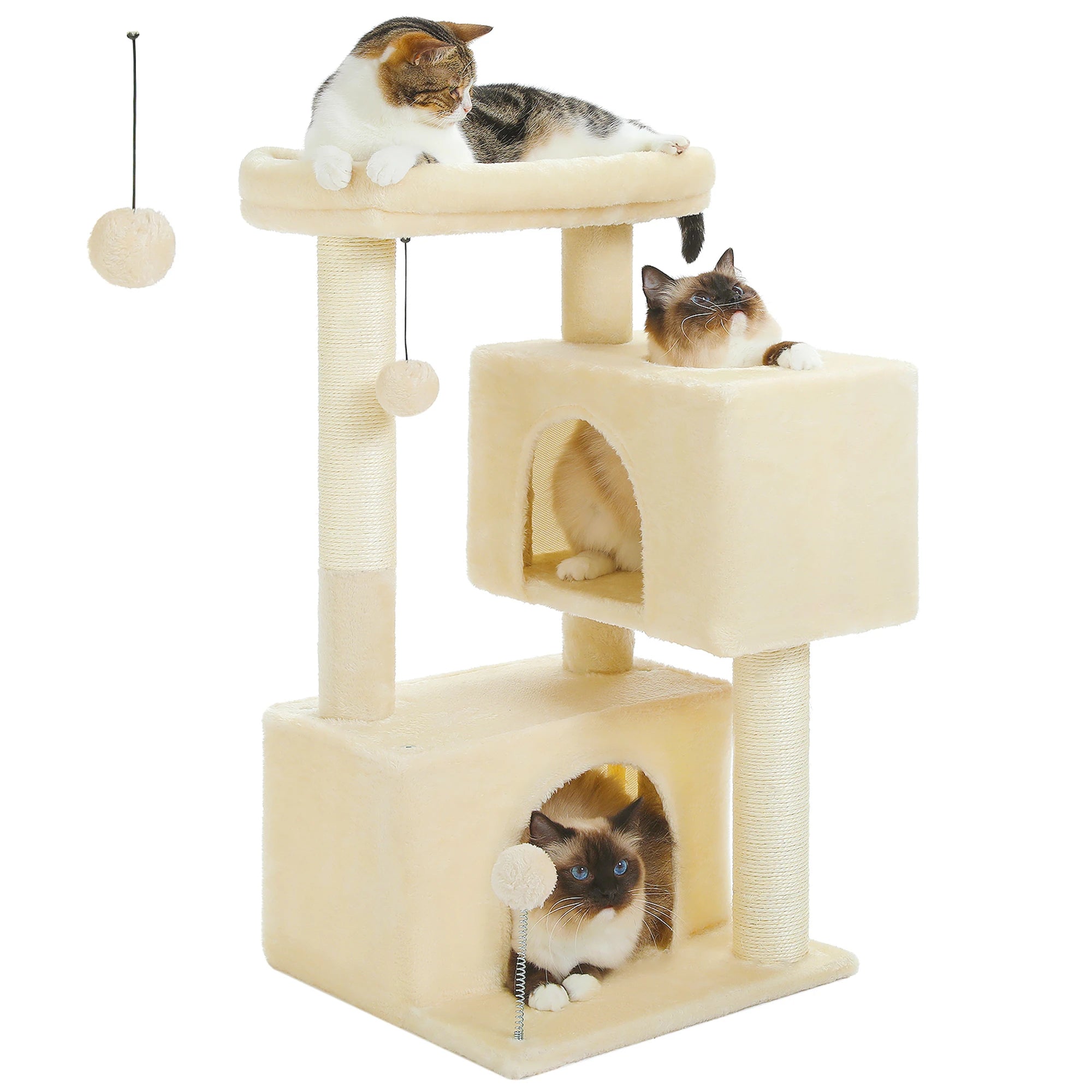 Árbol Rascador Grande para Gatos Beige – Comodidad, Diversión y Estilo