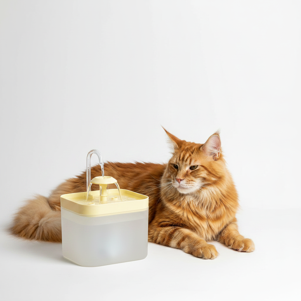 Fuente de Agua Silenciosa 1,5L para Gatos - Amarillo | 3 Velocidades
